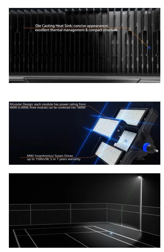 High Power 5 Year Warranty 500W 1800W Staddium Football Pitches Sport Field Tennis Court Golf Course Wharf Horsing High Mast Light