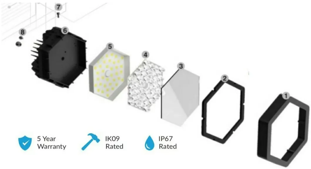 LED sportowe oświetlenie stadionowe zewnętrzne krajobrazowe modułowe czarne antykorozyjne z wysokim zasilaczem 140lm/W IP67 IK08 2