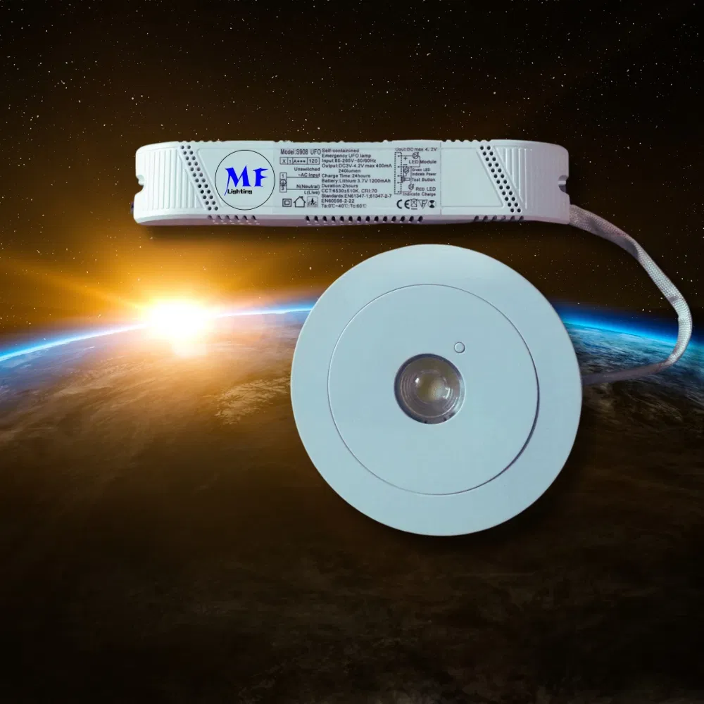 Światło awaryjne typu downlight, znak ewakuacyjny, 3h, IP65, zasilanie bateryjne, do sklepu, warsztatu, centrum handlowego 2