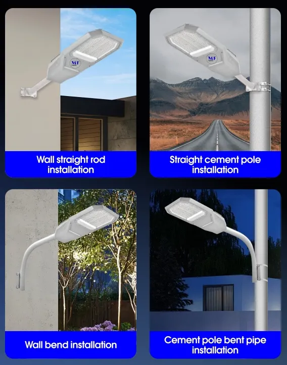 LED Solar Garden Street Wall Light Aluminiowy wodoodporny 200W IP65 Ik08 Kompaktny Drogę Parkową Chodniki Autostrada 9