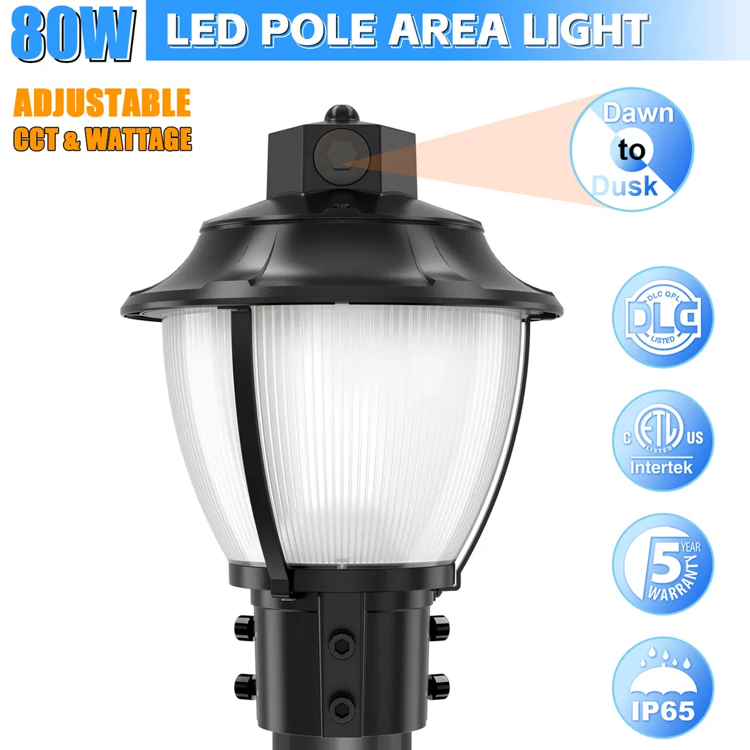 LED Oświetlenie Ogrodowe Regulowane Anti-Shok IP65 48/64/80W Wodoodporne 130lm/W Latarnia Czarno-Biały Trawnik 1