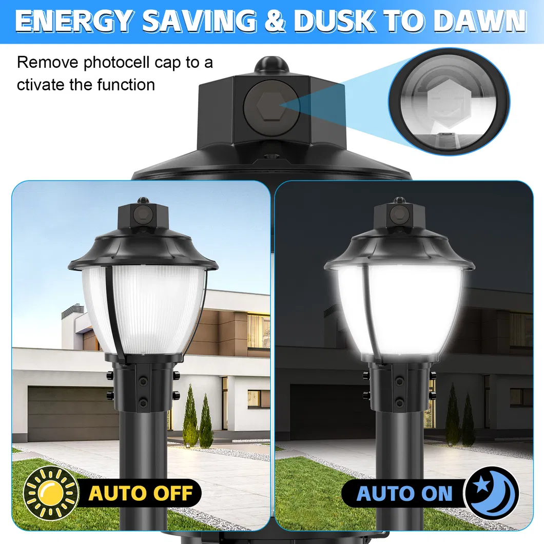 LED Oświetlenie Ogrodowe Regulowane Anti-Shok IP65 48/64/80W Wodoodporne 130lm/W Latarnia Czarno-Biały Trawnik 3