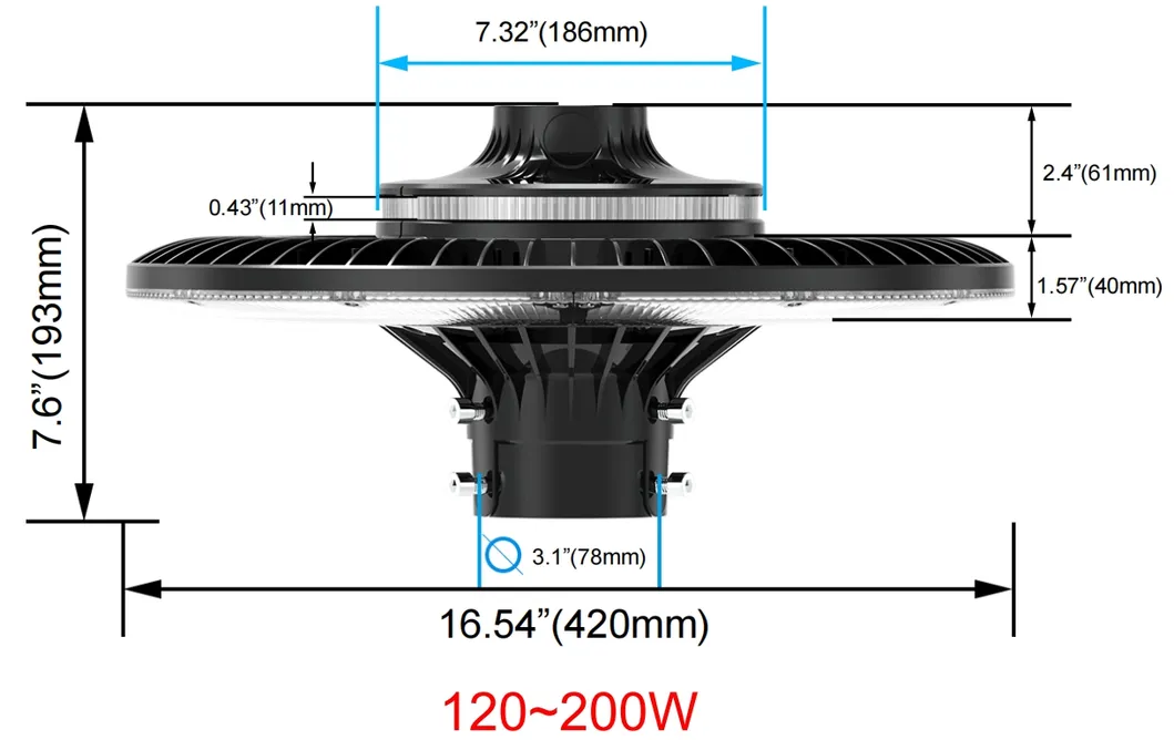 Regulowana lampa ogrodowa LED 150W IP65 Wbudowana wodoodporność 130lm/W Okrągła Czarna Na dziedziniec Park Podwórze Na słupek 6