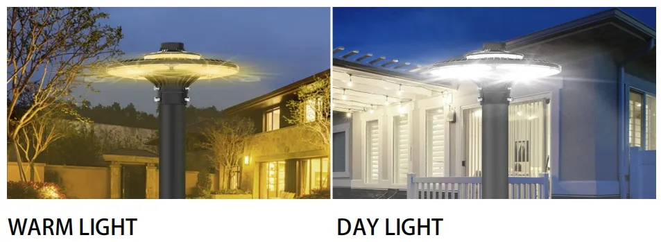 Regulowana lampa ogrodowa LED 150W IP65 Wbudowana wodoodporność 130lm/W Okrągła Czarna Na dziedziniec Park Podwórze Na słupek 10