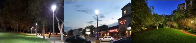 Regulowana lampa ogrodowa LED 150W IP65 Wbudowana wodoodporność 130lm/W Okrągła Czarna Na dziedziniec Park Podwórze Na słupek 12