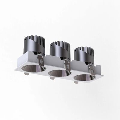 Dimmable Anti-Glare Trimless Recessed Downlights, Frameless Triple Heads LED Down Light, IP20, Triac 0-10V Dali-2 Dt6 Dt8 Spot Light
