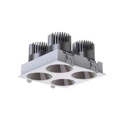 IP20 Frameless Four-Head Anti-Glare Dimmable LED Down Light Support Triac 0-10V Dali-2 Dt6 Dt8 Spot Light