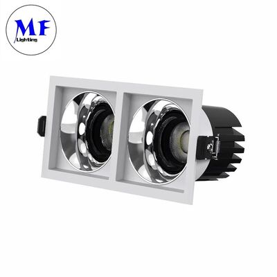 Kwadratowy downlight LED 7W10W12W15W, ściemniany TRIAC/0-10V/DALI-2, 100lm/W CRI90, AC100-277V, wpuszczany spot antyodblaskowy z podwójną głowicą