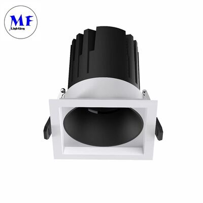 Wypuszczona aluminiowa kwadratowa obudowa IP20/IP44 15°/24°/36°/50° LED Down Light Triac 0-10V Dali-2 DALI DT8 Spot Downlight Recessed Down Light