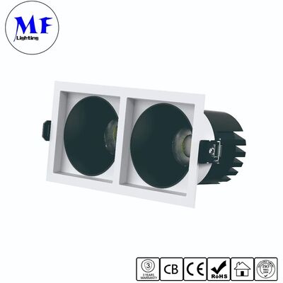 Cena fabryczna Podwójne głowice Antyodblaskowe Kwadratowe światło LED typu Downlight IP20 z TRIAC 0-10V DALI-2 DT6 DT8 Ściemnianie Wpuszczany reflektor sufitowy