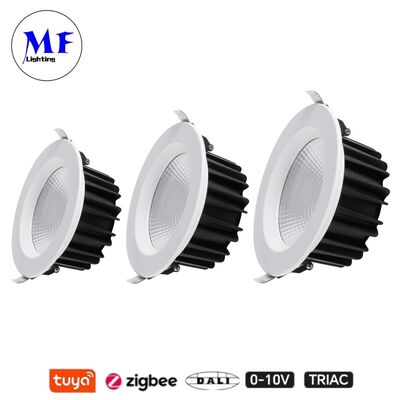 7W 100lm/W Reflektor LED z regulacją CCT, CRI90, Triac /0-10V/Dali-2/Tuya Zigbee, ściemniany, kąt świecenia 60°, wpuszczany, antyodblaskowy COB do zastosowań komercyjnych i mieszkalnych