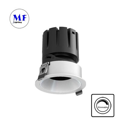 Antyrefleksyjny COB Wpuszczany Reflektor LED Soczewka Optyczna, Kąt Rozsyłu 15-55°, Regulowane Oświetlenie 0-30°, 110V AC 5CCT DIP i 200-240V AC Ściemniany Reflektor Wpuszczany